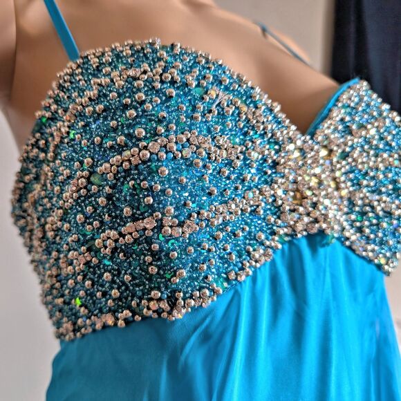 NWT Vintage Y2K Dave & Johnny Prom Gown Beaded Sequin Mermaid Maxi Dress Size 15 - Picture 6 of 8